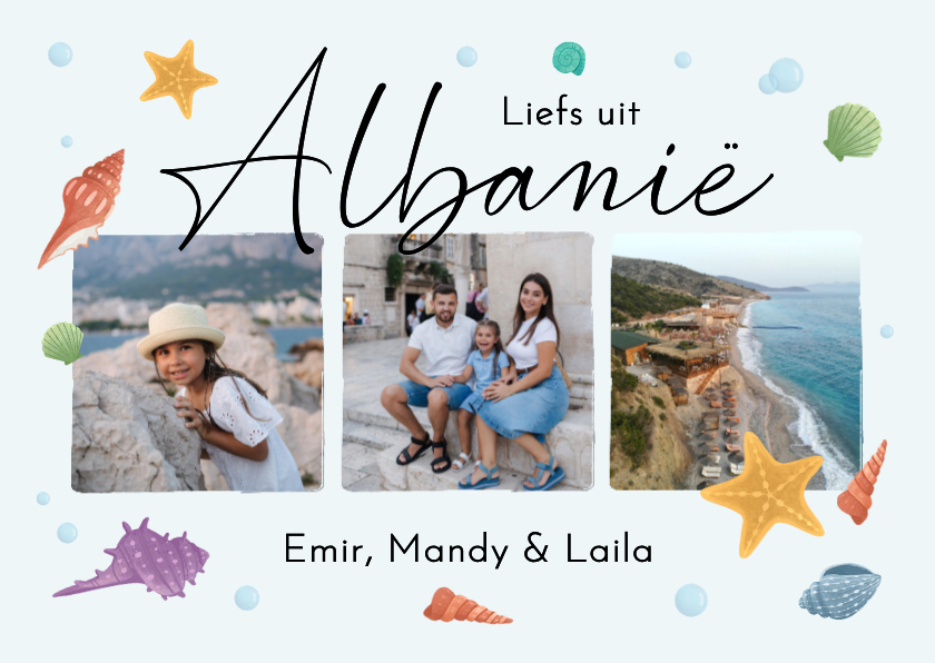 Vakantiekaart schelpen strand onderwater liefs uit Albanië - Vakantiekaarten Vakantiekaarten - Vakantiekaart schelpen strand onderwater liefs uit Albanië
