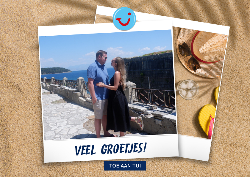Vakantiekaart strand met groetjes uit en eigen foto - Vakantiekaarten Vakantiekaarten - Vakantiekaart strand met groetjes uit en eigen foto