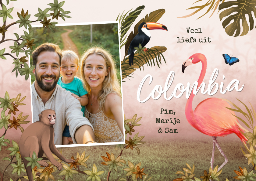 Vakantiekaarten - Vakantiekaart tropische dieren Zuid Amerika Colombia foto