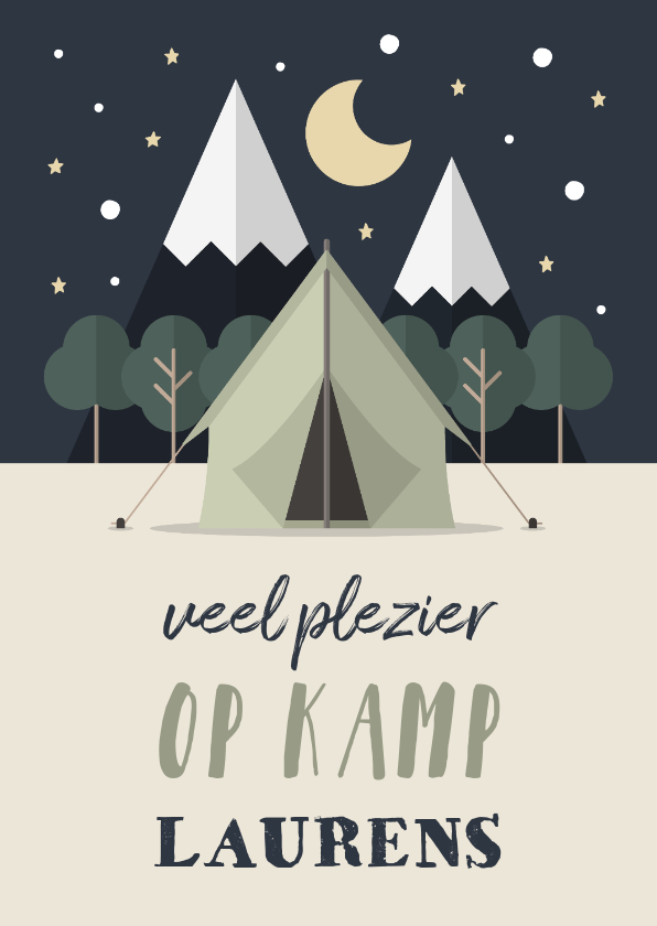 Vakantiekaart 'Veel plezier op kamp' met tent en bos - Vakantiekaarten Vakantiekaarten - Vakantiekaart 'Veel plezier op kamp' met tent en bos