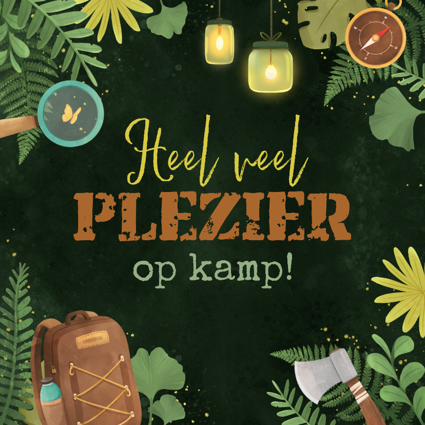 Vakantiekaart veel plezier op kamp survival natuur - Vakantiekaarten Vakantiekaarten - Vakantiekaart veel plezier op kamp survival natuur