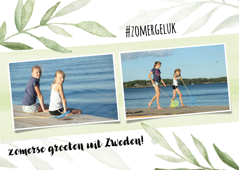 Vakantiekaart waterverf bladeren - Vakantiekaarten Vakantiekaarten - Vakantiekaart waterverf bladeren