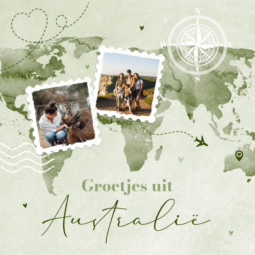 Vakantiekaart wereldkaart foto groetjes uit Australië - Vakantiekaarten Vakantiekaarten - Vakantiekaart wereldkaart foto groetjes uit Australië