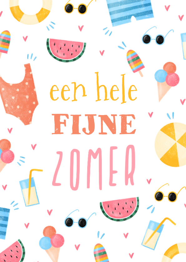 Vakantiekaart zomers met fijne zomer zonnebril en ijsjes - Vakantiekaarten Vakantiekaarten - Vakantiekaart zomers met fijne zomer zonnebril en ijsjes