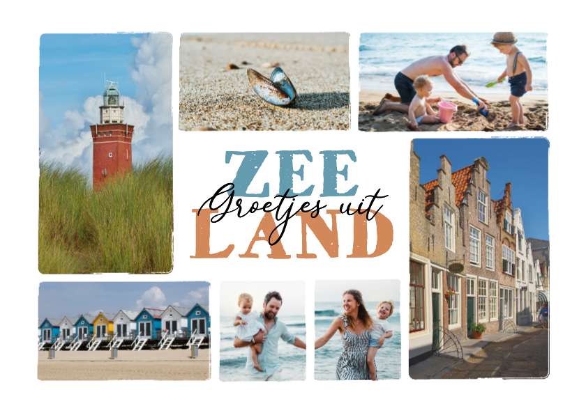 Vakantiekaarten - Vakantiekaart zomervakantie zeeland  fotocollage