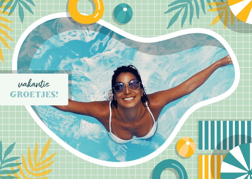 Vakantiekaarten - Vakantiekaart zwembad met foto en aanpasbare tekst
