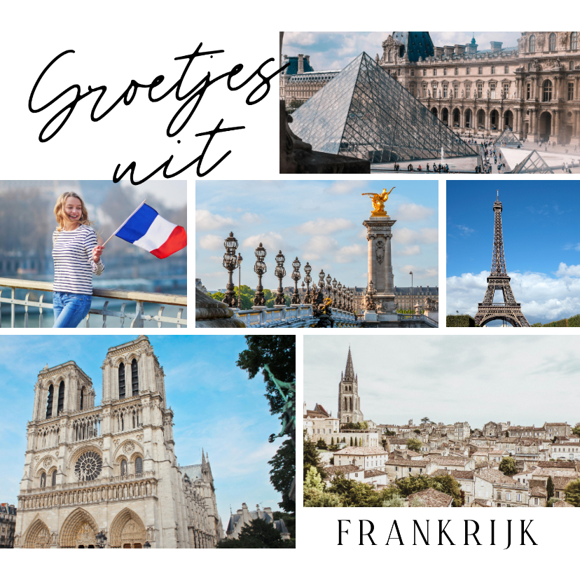 Vakantiekaarten - Vakantiekaartje groetjes uit fotocollage zes foto's 