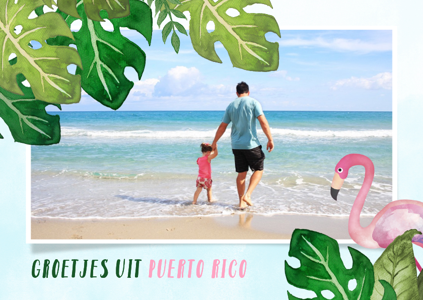 Vakantiekaarten - Vrolijke tropische vakantie ansichtkaart met eigen foto 