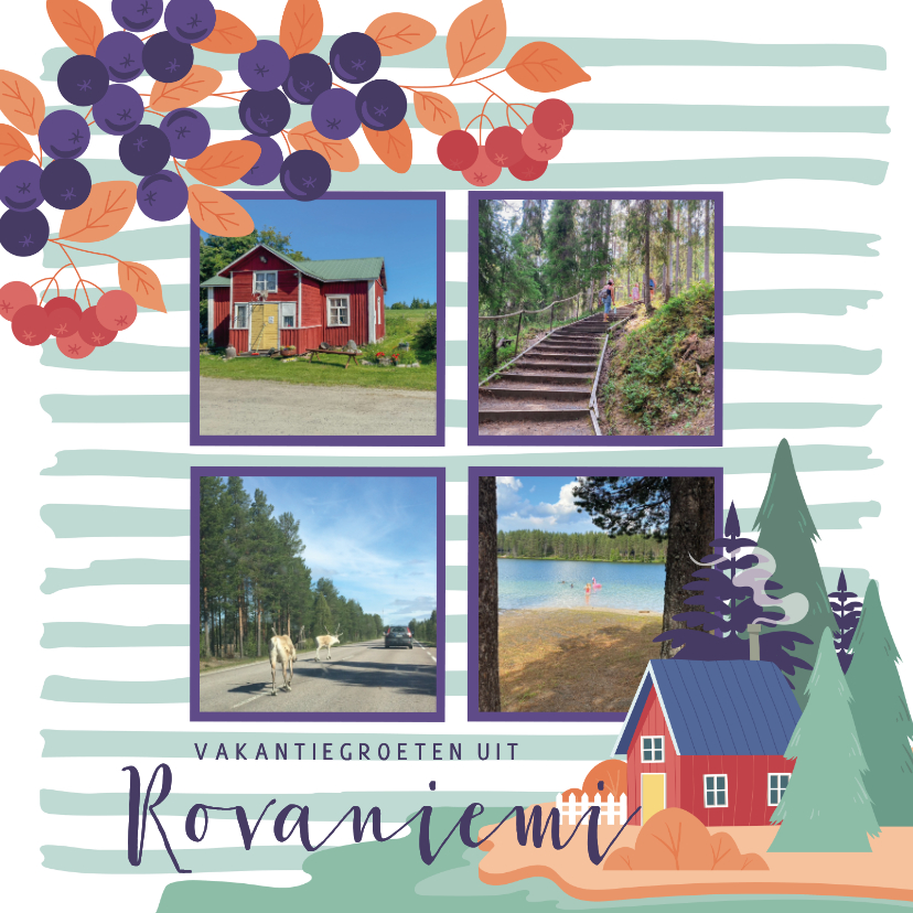 Vakantiekaarten - Vrolijke vakantiegroetjes uit Scandinavië met 4 foto's