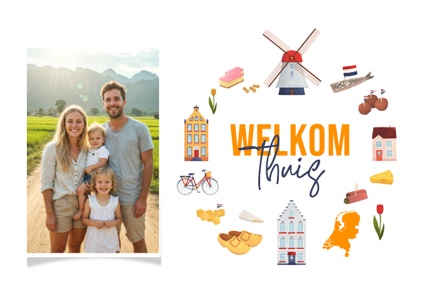Vakantiekaarten - Welkom thuis vakantiekaart Nederland molen foto