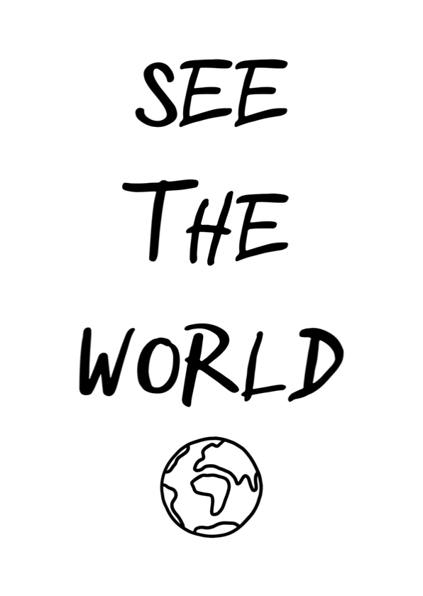 Vakantiekaarten - Wenskaart 'See the world' met wereldbol