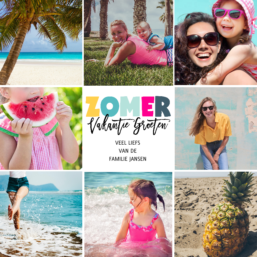 Zomer vakantie groeten trendy letters - Vakantiekaarten Vakantiekaarten - Zomer vakantie groeten trendy letters