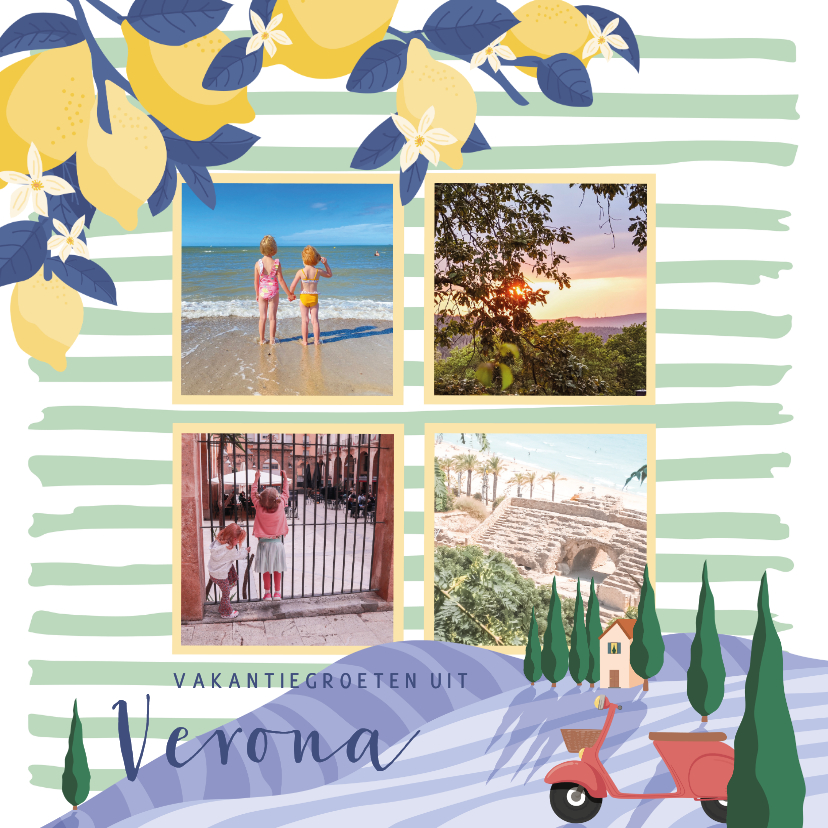Vakantiekaarten - Zonnige vakantiekaart vanuit Italië met illustraties