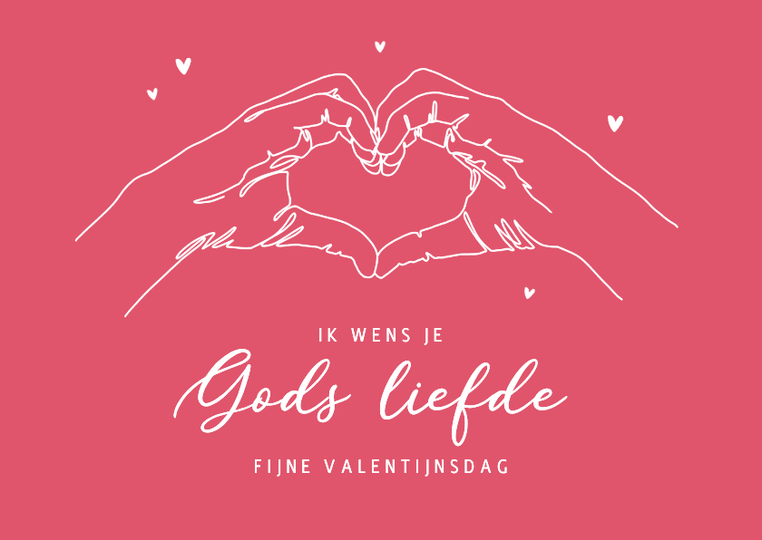 Valentijnskaarten - Christelijke valentijnskaart Gods liefde handgebaar hartjes