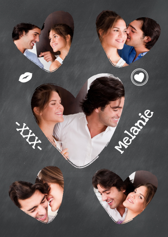 Collage Krijtbord hartjes - BK - Valentijnskaarten Valentijnskaarten - Collage Krijtbord hartjes - BK