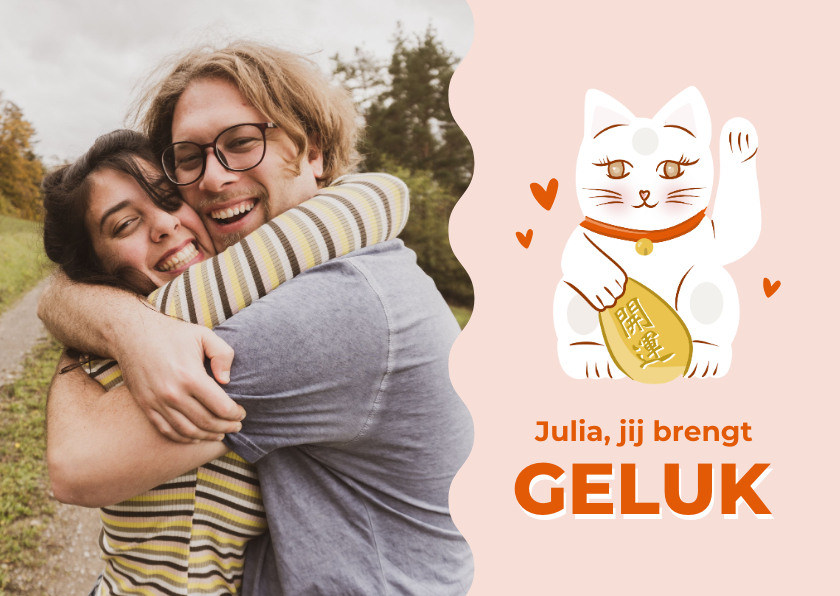 Valentijnskaarten - Fotokaartje voor valentijn met kat jij brengt geluk