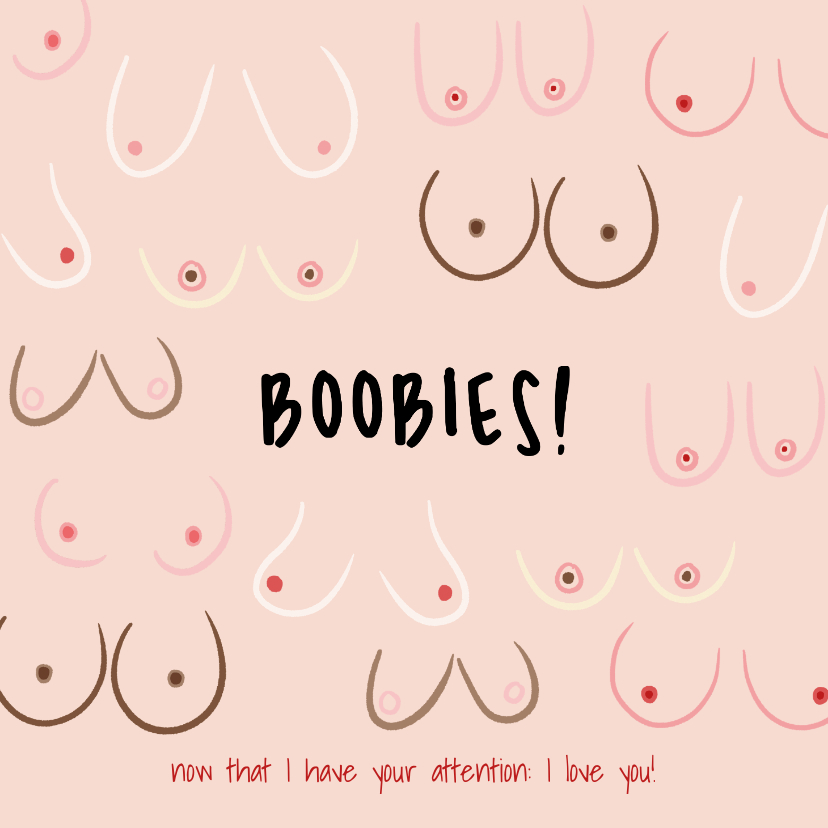 Valentijnskaarten - Grappig Boobies valentijnskaart 