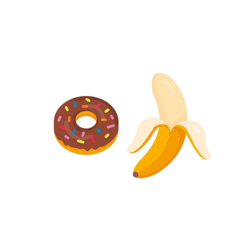 Valentijnskaarten - Grappig valentijnskaartje met donut en banaan emojis