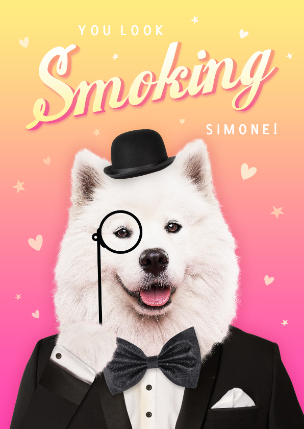 Grappige sexy valentijnskaart met hond - smoking hot! - Valentijnskaarten Valentijnskaarten - Grappige sexy valentijnskaart met hond - smoking hot!