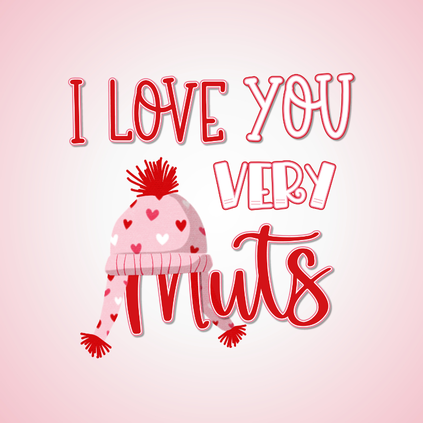 Valentijnskaarten - Grappige valentijnskaart I love you very muts illustratie