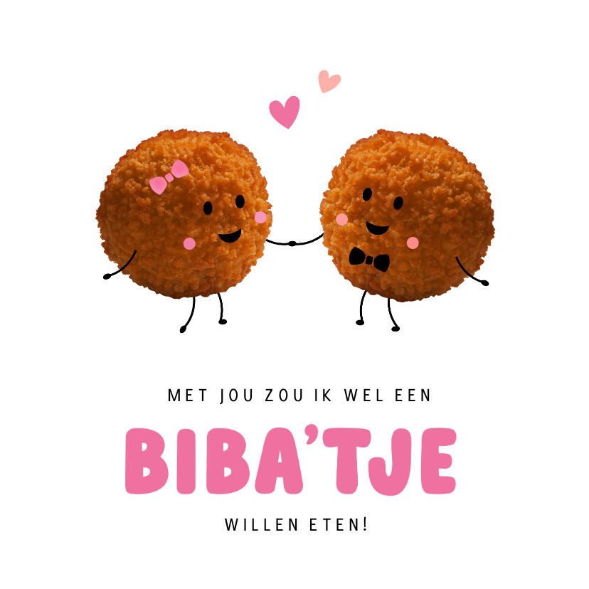 Valentijnskaarten - Grappige valentijnskaart - met jou wil ik een bitterbal eten