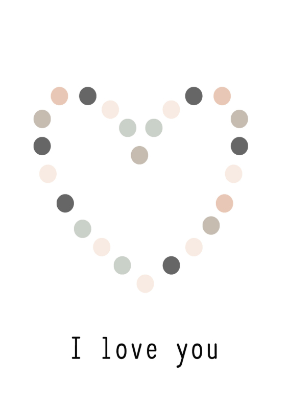Valentijnskaarten - Kaart hart I love you