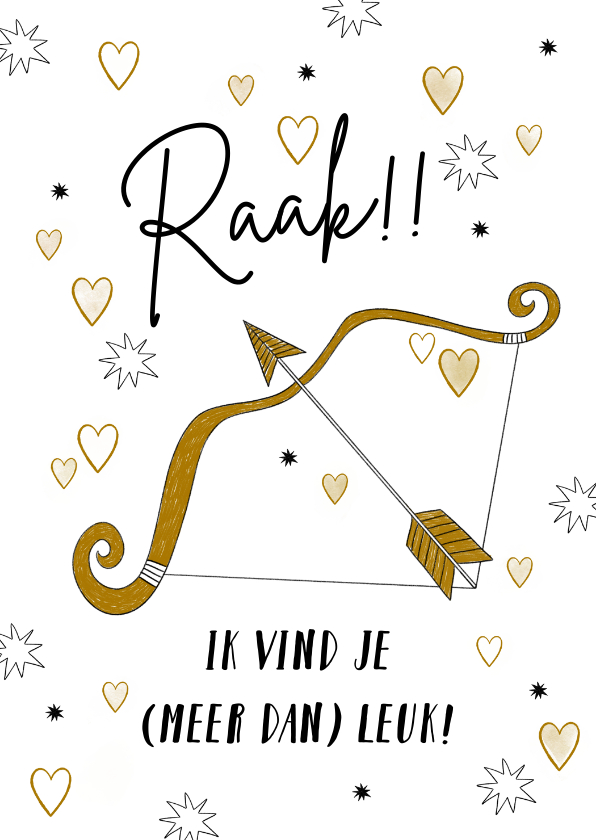 Leuke kaart met de pijlen van cupido en kleine hartjes - Valentijnskaarten Valentijnskaarten - Leuke kaart met de pijlen van cupido en kleine hartjes