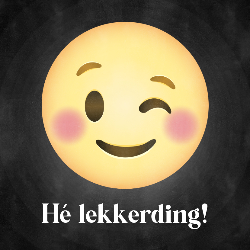 Valentijnskaarten - Leuke Valentijnsdag kaart knipogende emoji hé lekkerding