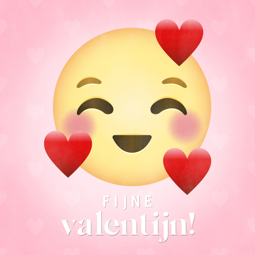 Valentijnskaarten - Leuke Valentijnsdag kaart verliefde emoji 'fijne valentijn!'