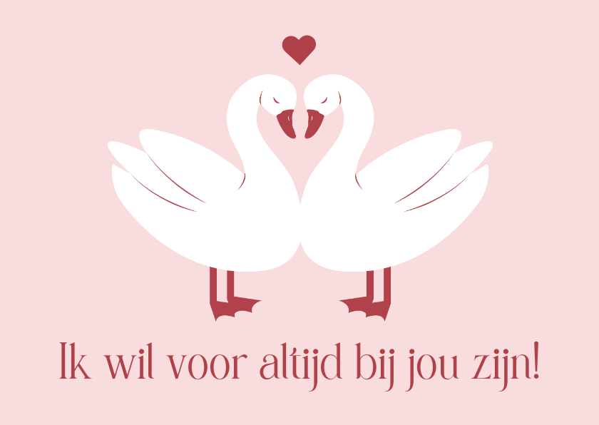 Lieve valentijnskaart met illustratie van twee zwanen - Valentijnskaarten Valentijnskaarten - Lieve valentijnskaart met illustratie van twee zwanen