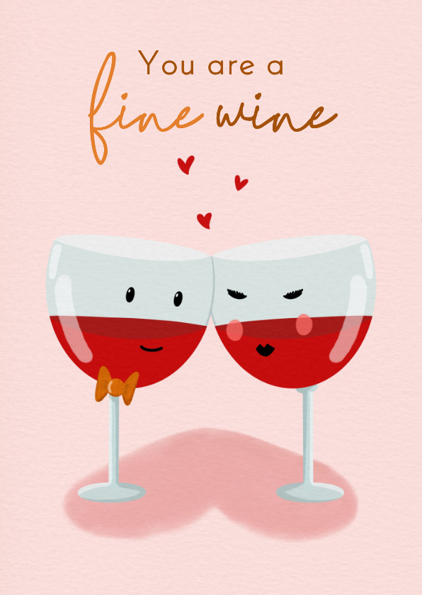 Valentijnskaarten - Lieve valentijnskaart met twee wijnglazen