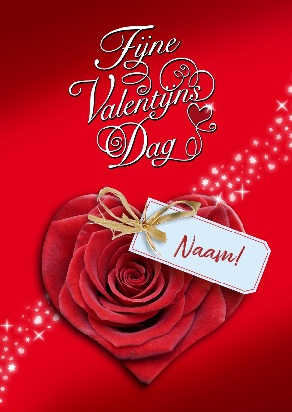 Mooie Valentijnskaart met roos in de vorm van een hart - Valentijnskaarten Valentijnskaarten - Mooie Valentijnskaart met roos in de vorm van een hart