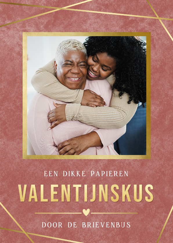 Valentijnskaarten - Papieren valentijns kus door de brievenbus kaart met foto