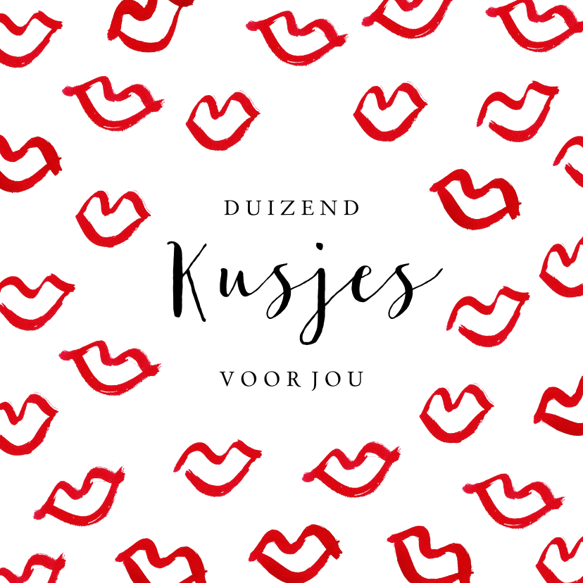 Stijlvolle valentijnskaart met rode kusjes - Valentijnskaarten Valentijnskaarten - Stijlvolle valentijnskaart met rode kusjes