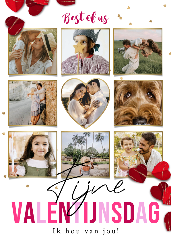 Valentijnskaarten - Trendy valentijnskaart 'Best of us' highlights collage hart