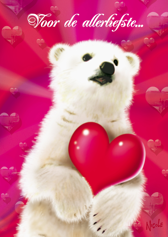 valentijn 3 ijsbeertje met hart - Valentijnskaarten Valentijnskaarten - valentijn 3 ijsbeertje met hart