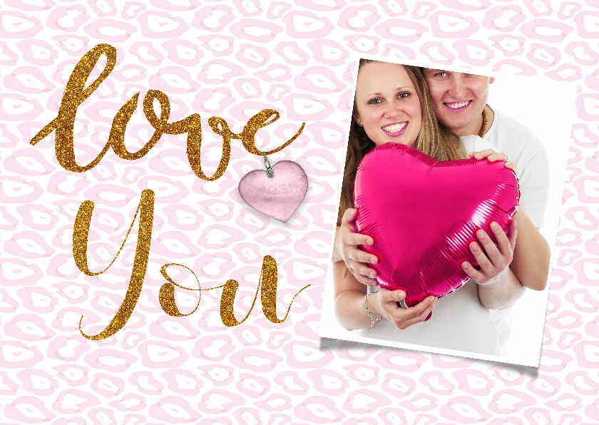 Valentijn dierenprint love you - Valentijnskaarten Valentijnskaarten - Valentijn dierenprint love you