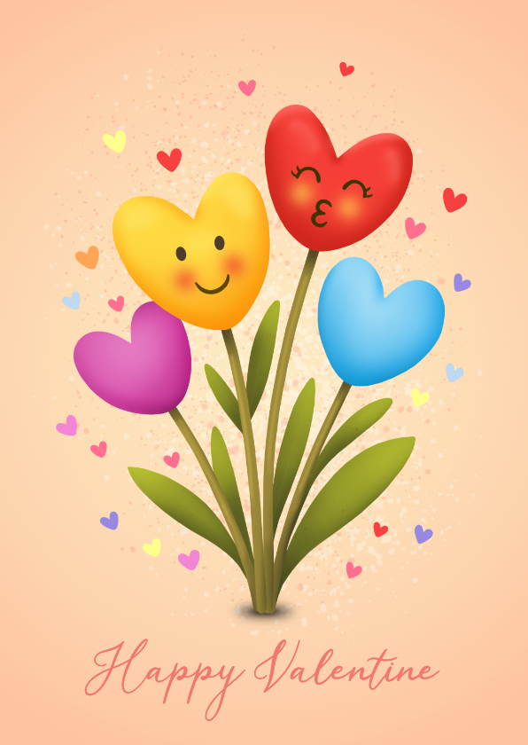 Valentijnskaarten - Valentijn hartjes tulpen