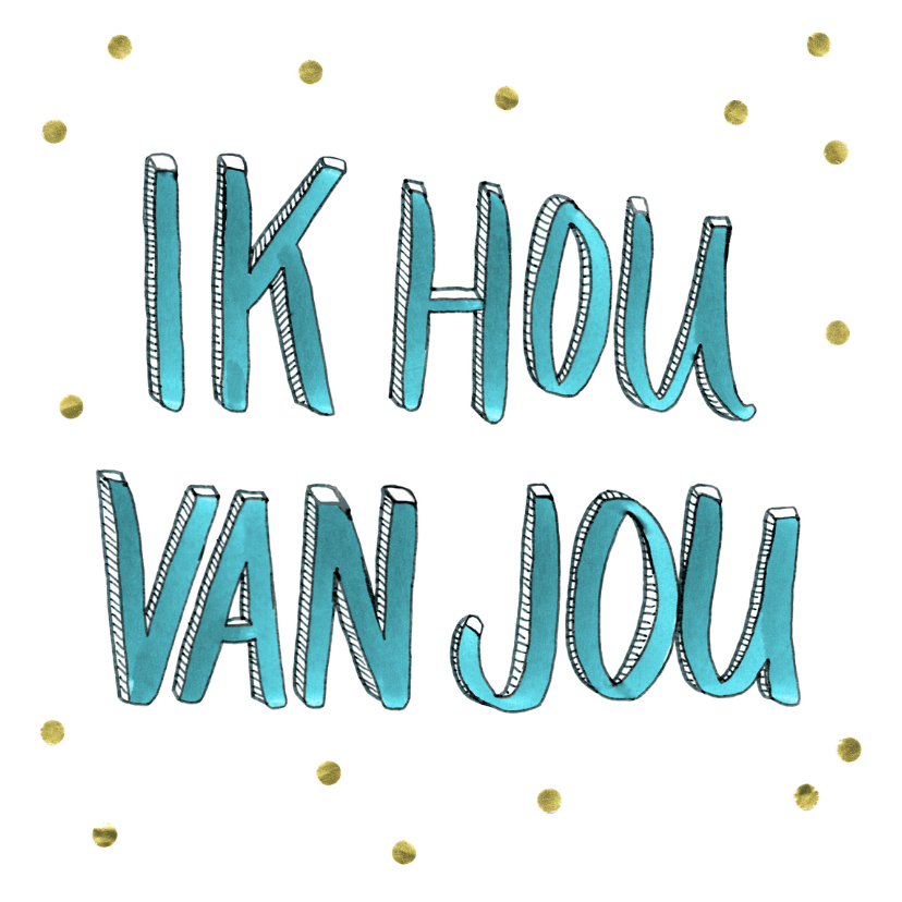 Valentijn Ik hou van jou vierkante kaart met gouden confetti - Valentijnskaarten Valentijnskaarten - Valentijn Ik hou van jou vierkante kaart met gouden confetti