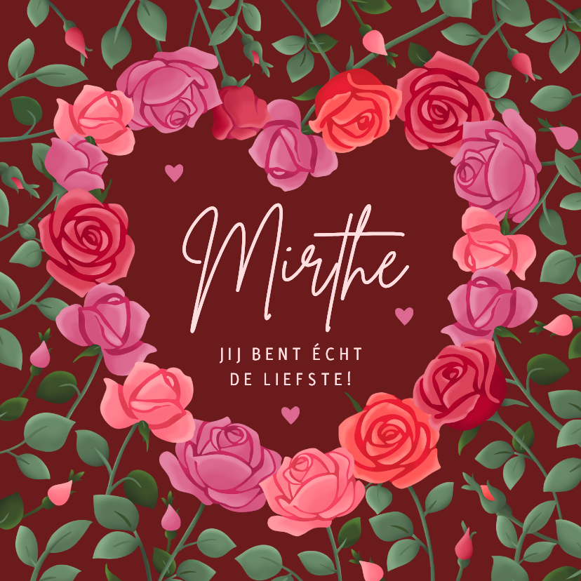 Valentijnskaarten - Valentijn rozen hart