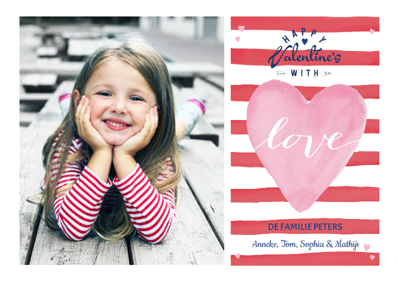 Valentijns Strepen Hart Love - Valentijnskaarten Valentijnskaarten - Valentijns Strepen Hart Love