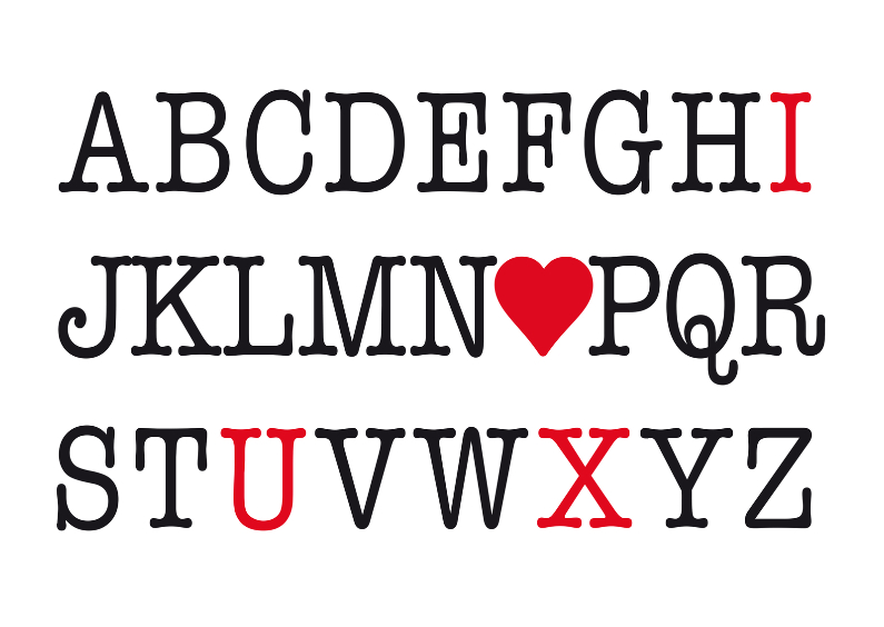 Valentijnskaarten - Valentijnskaart alfabet liefde