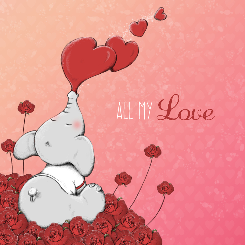 Valentijnskaarten - Valentijnskaart all my love - IH