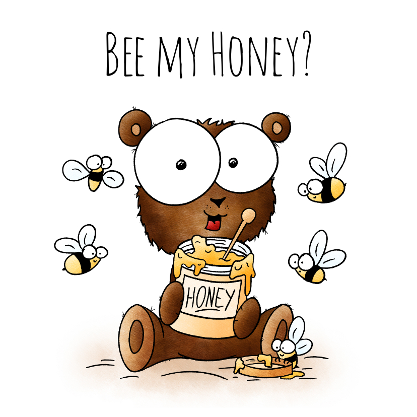 Valentijnskaarten - Valentijnskaart beertje - Bee my Honey?