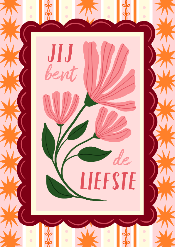 Valentijnskaarten - Valentijnskaart bloemen jij bent de liefste