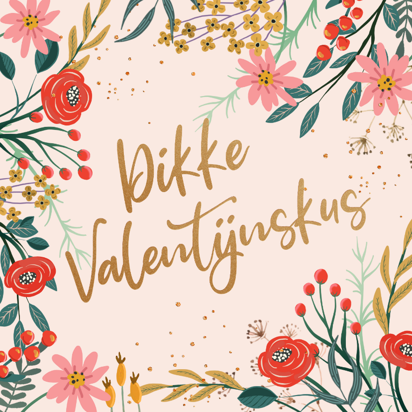 Valentijnskaarten - Valentijnskaart bloemen rood