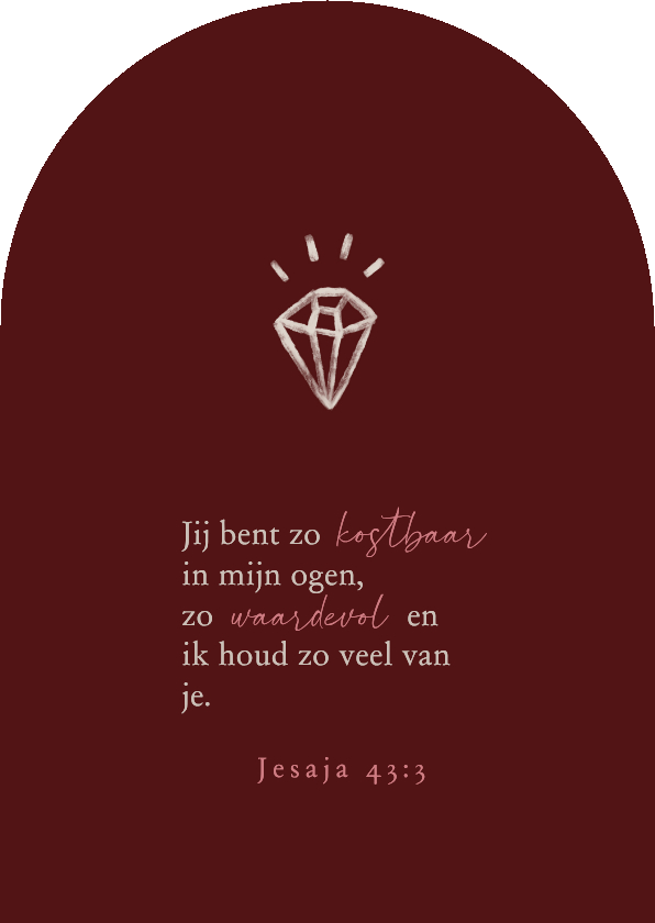 Valentijnskaarten - Valentijnskaart boog vorm kostbaar diamant christelijk