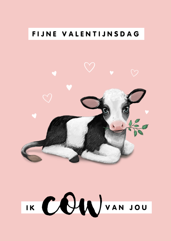 Valentijnskaarten - Valentijnskaart cow van jou koe liefde hartjes foto