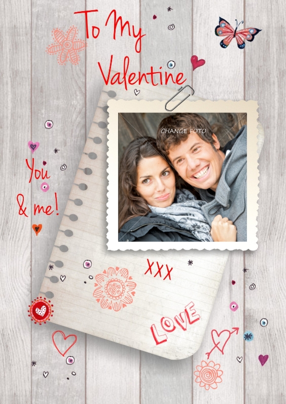 Valentijnskaarten - Valentijnskaart eigen foto Liefde Hout