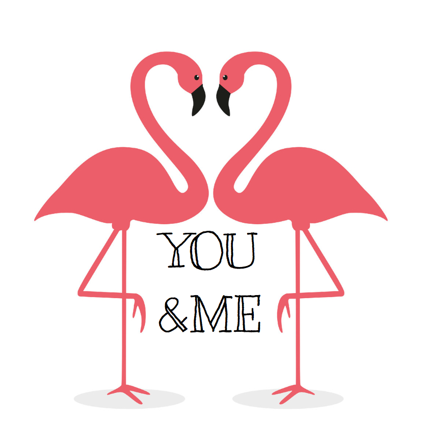 Valentijnskaart Flamingo You&Me - Valentijnskaarten Valentijnskaarten - Valentijnskaart Flamingo You&Me